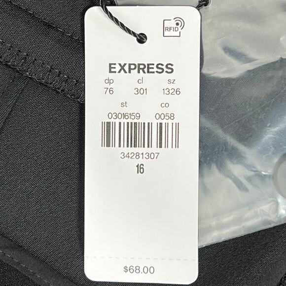 Express Stylist Super High-Rise Shorts Plus Sz 16 Black Pleated Dressy Goth NEW! - Picture 5 of 9